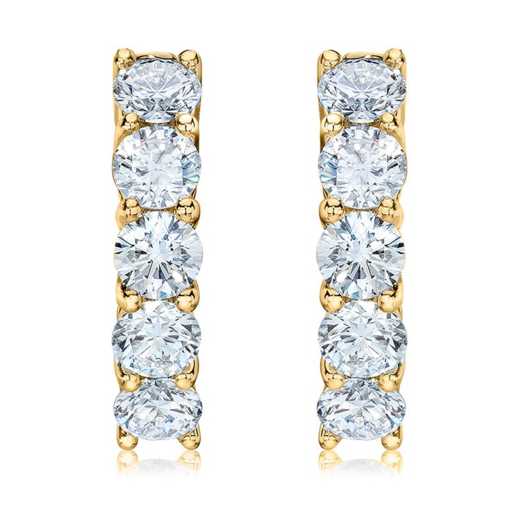 1.00ctw Round Brilliant Cut Diamond Hoop Earrings, 18ct Yellow Gold