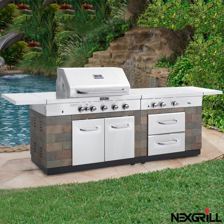 Nexgrill 6 Burner 304 Grade Stainless Steel Island BBQ Grill + 3 Side