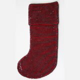 Opulentum Luxury Red and Green Velvet 2 ft (60 cm) Christmas Stocking with 14,400 Swarovski Beads