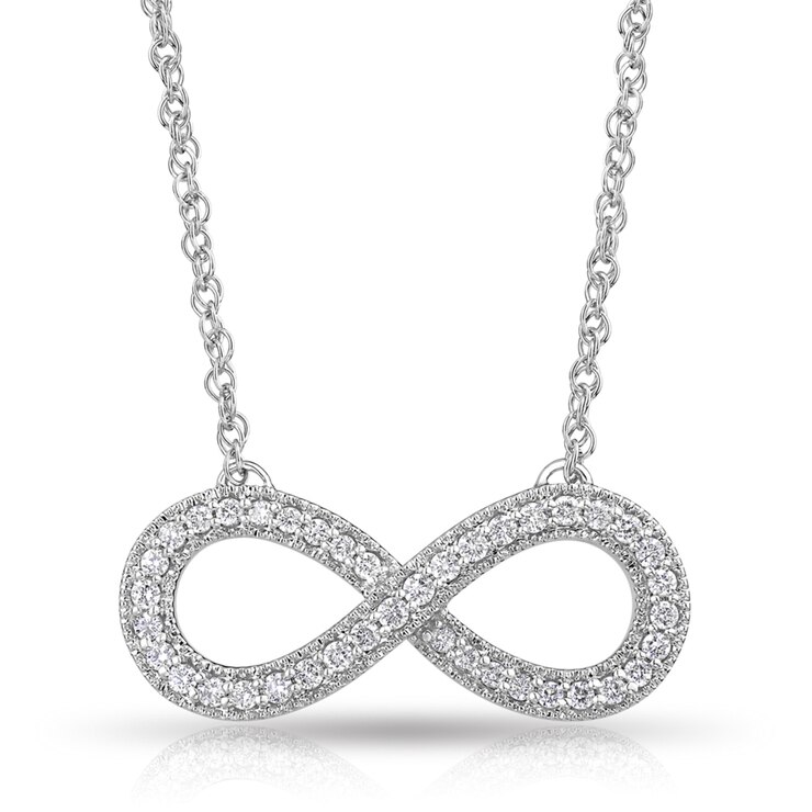 0.18ctw Round Brilliant Cut Diamond Infinity Necklace, 18ct White Gold
