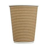 Cafe Express 12oz / 340ml Brown Corrugated Hot Cups, 1000 Pack