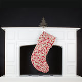 Opulentum Luxury Red Velvet 2 ft (60 cm) Christmas Stocking with Gold Lace Jacquard Overlay