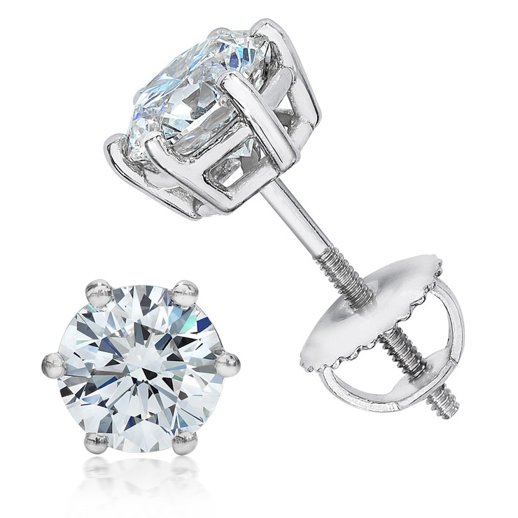 3.00ctw Round Brilliant Cut Diamond Stud Earrings, Platinum Costco UK