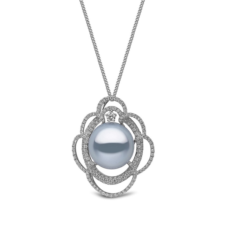 15mm White South Sea Pearl and 1.46ctw Diamond Necklace Costco UK