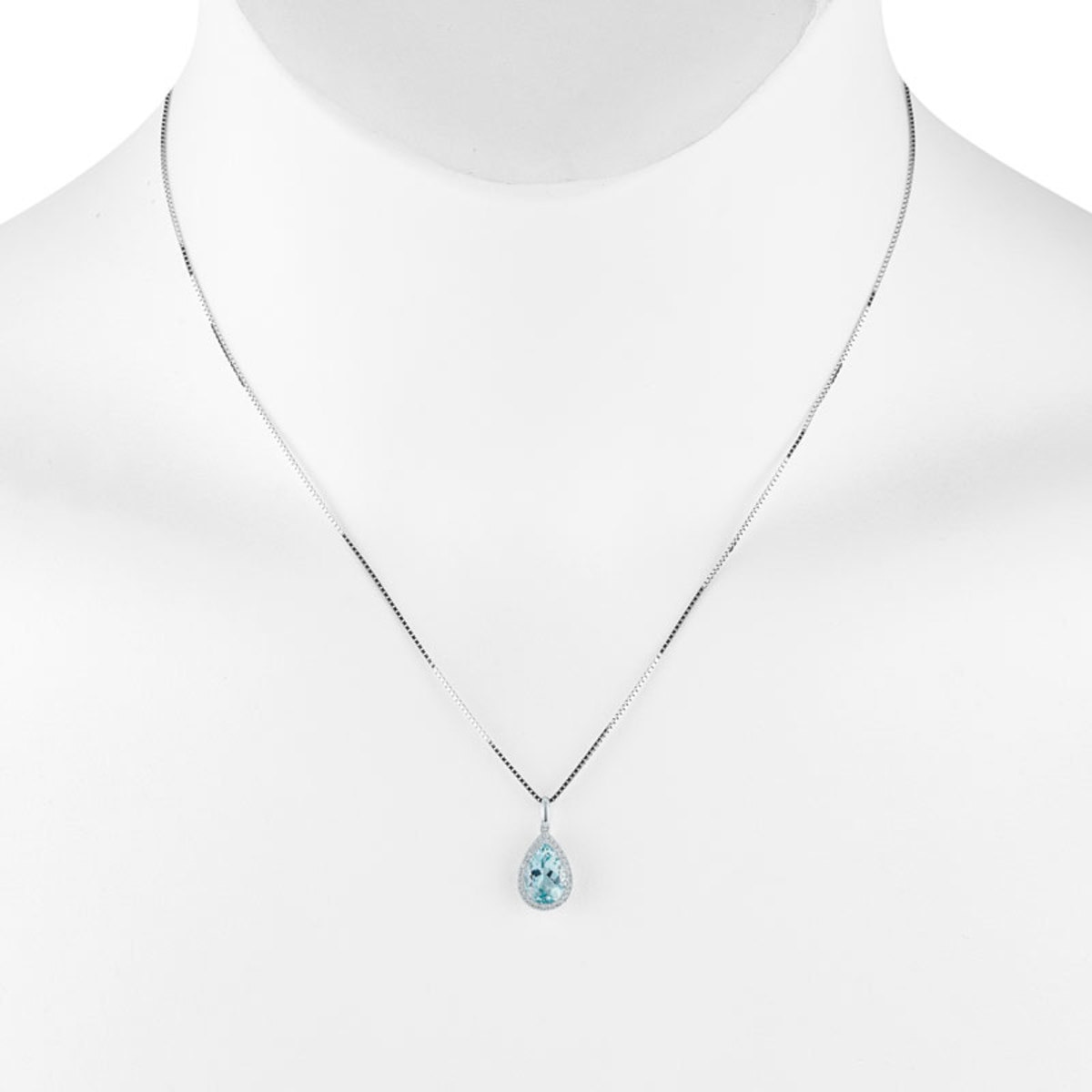 2.00ctw Aquamarine and 0.09ctw Diamond, 18ct White Gold Necklace