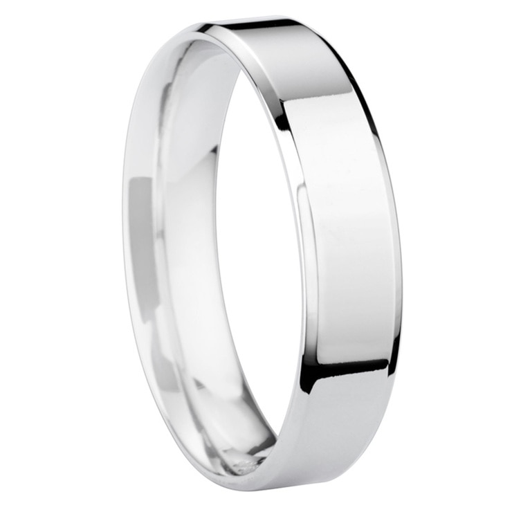 Gents 5mm Bevelled Edge, Matte Centre Wedding Band in Platinum, Size S