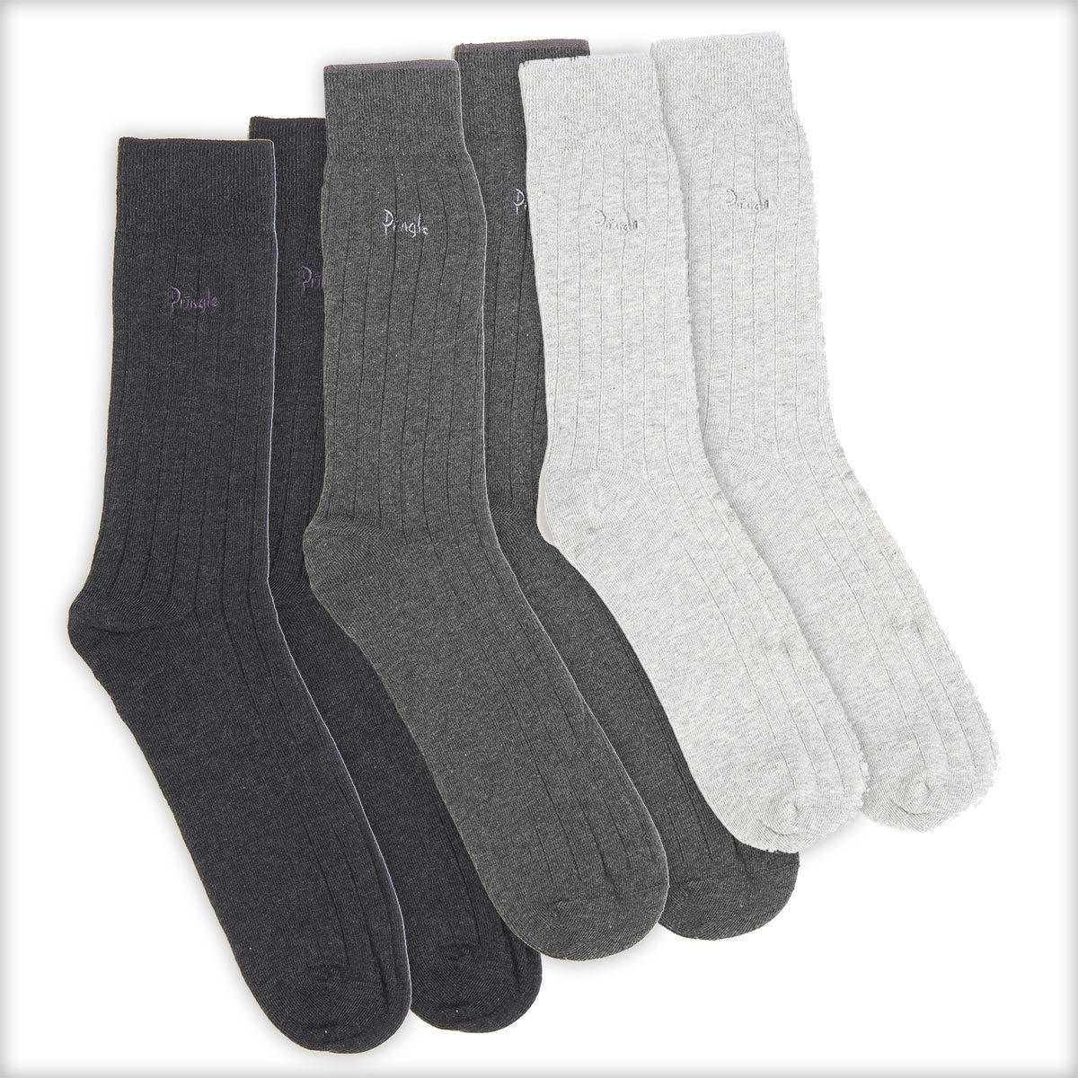 Pringle 2 x 3-Pack Men's Laird Socks in Charcoal