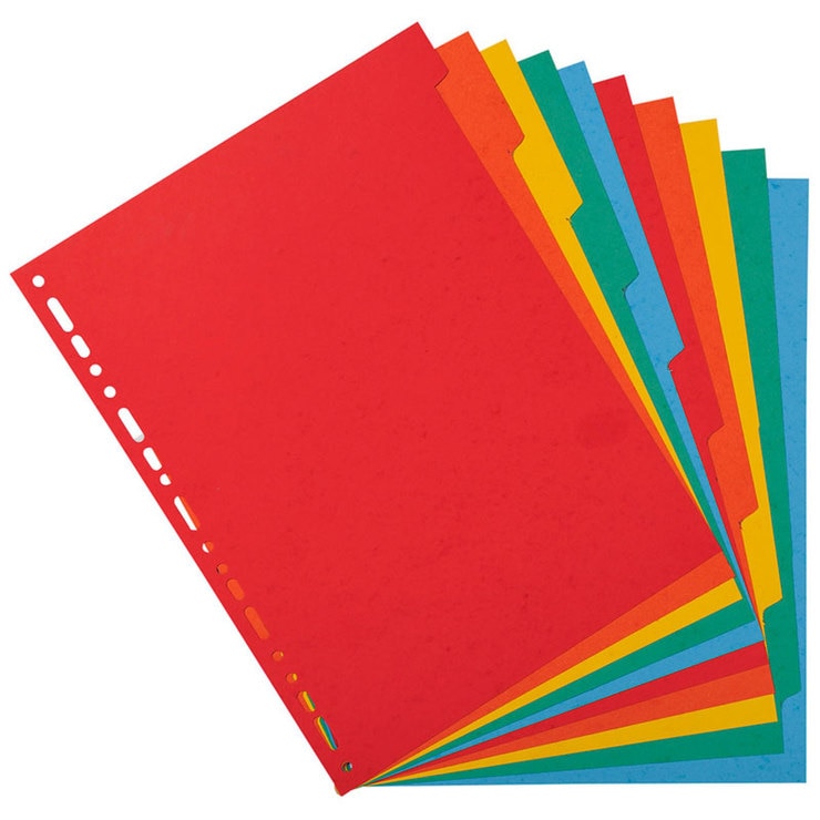 A4+ Coloured 10 Tabs Extra Wide Dividers 10 Packs of 10
