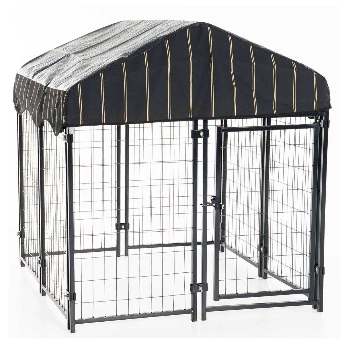 Outdoor Kennel with Weatherproof  Cover,  4 L x 4 W x 4.3ft H (1.2 L x 1.2 W x 1.3m H)