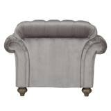 Bordeaux Button Back Grey Velvet Armchair