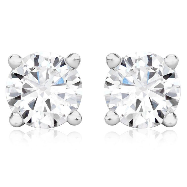 0.46ctw Round Brilliant Cut Diamond Stud Earrings, 18ct White Gold