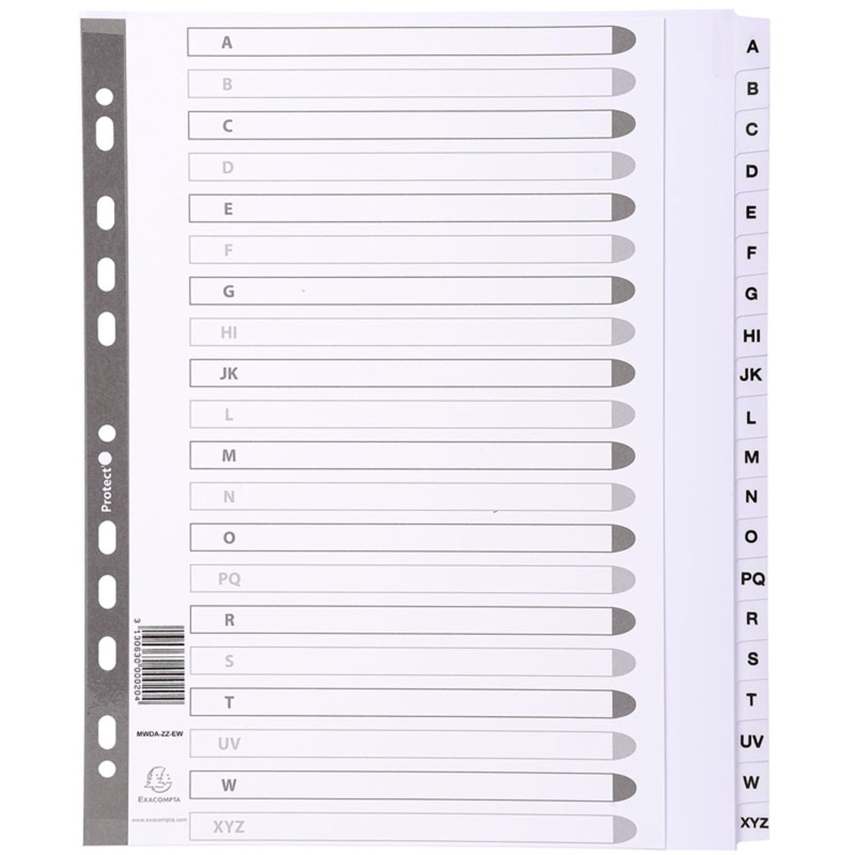 Exacompta A4 White A-Z 20 Tabs Dividers - 5 Packs of 20 Dividers