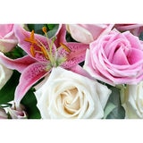 22 Stem Colombian Rose & Oriental Dutch Lily Flower Bouquet with Greetings Card