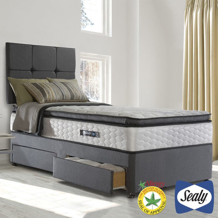 Sealy Symphony Posturetech Memory Mattress & Divan in Charcoal, Single Costco UK