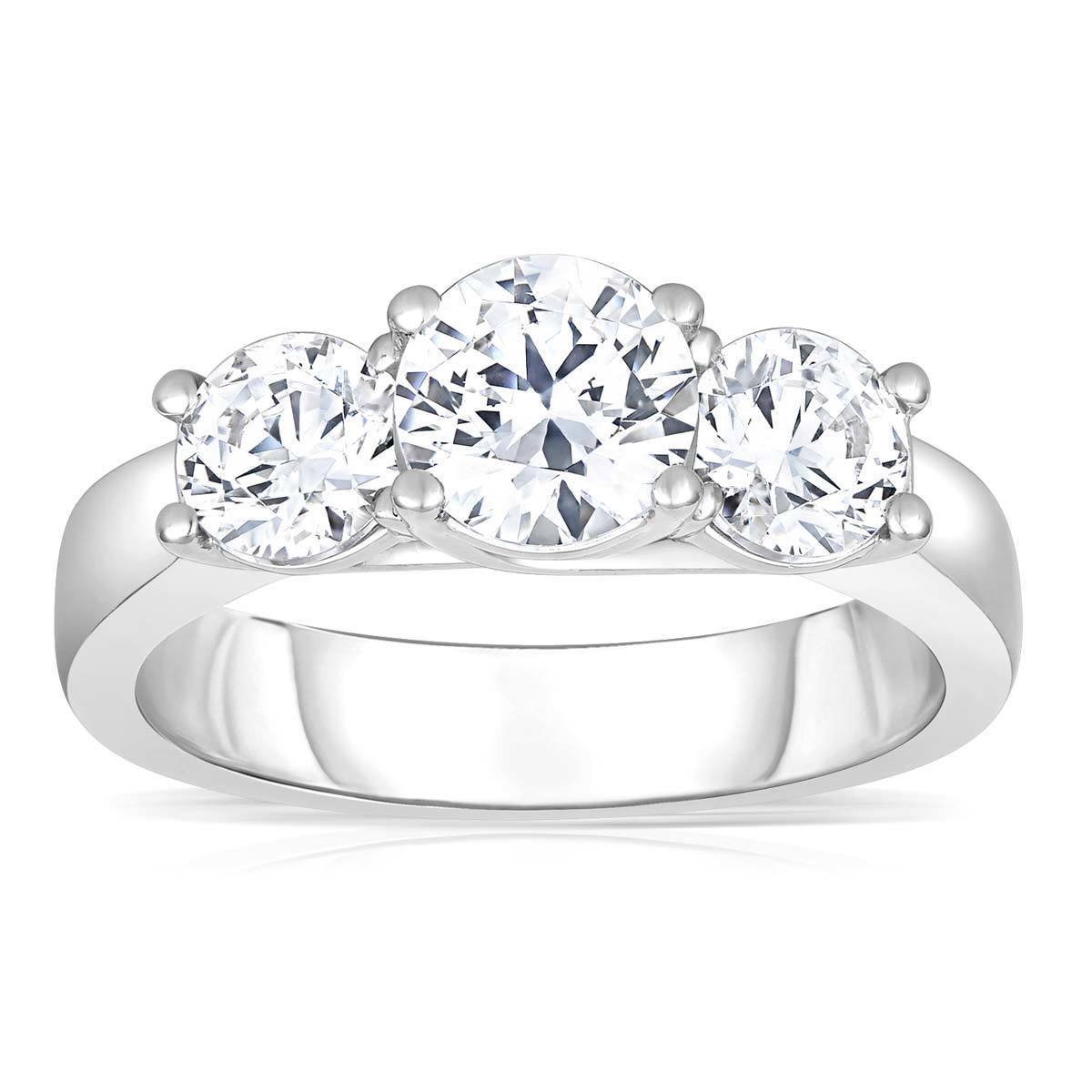 2.00ctw Round Brilliant Cut Diamond 3 Stone Ring, Platinum