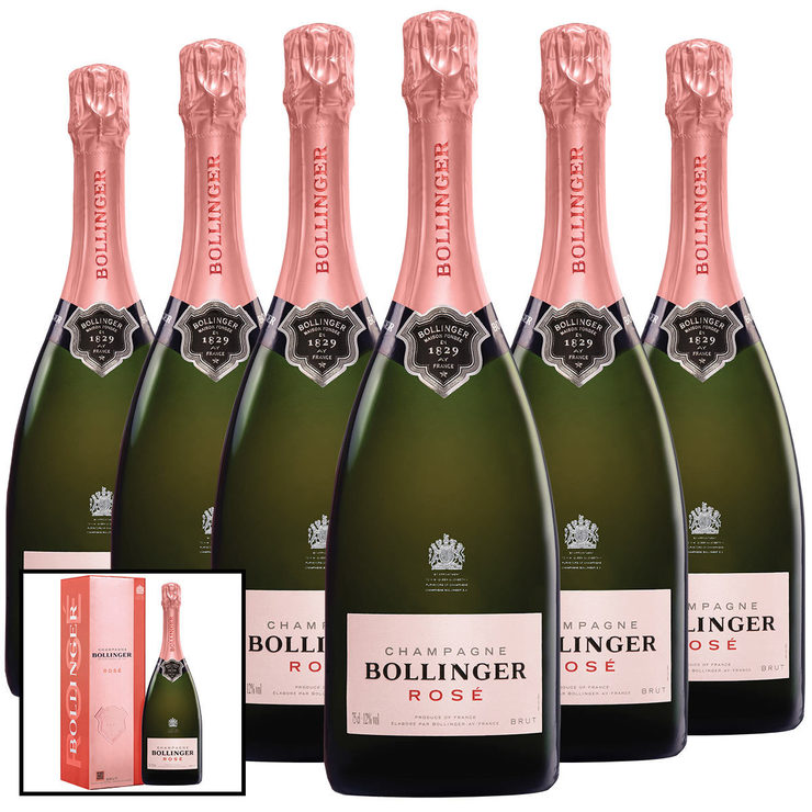 Bollinger Rosé NV Champagne, 6 x 75cl with Gift Boxes Costco UK