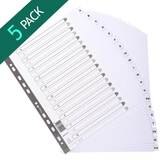Exacompta A4 White A-Z 20 Tabs Dividers - 5 Packs of 20 Dividers