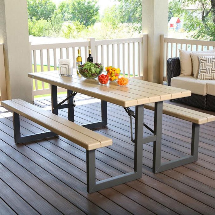 Lifetime 8 Seater 6ft 1 8m Folding W Frame Picnic Table In Heather Lifetime 8 Seater 6ft 1 8m Folding W Frame Picnic Table In Heather Beige