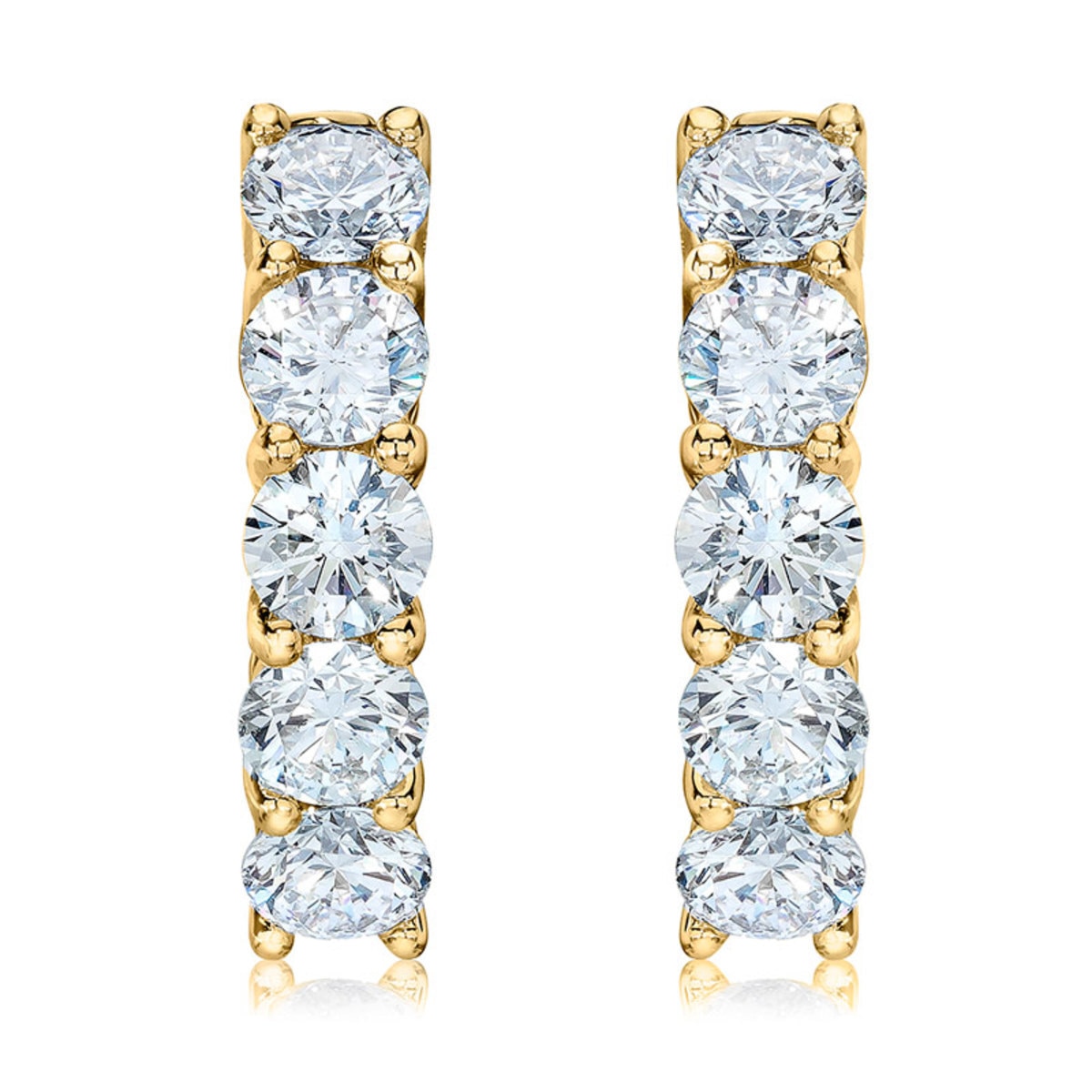 1.00ctw Round Brilliant Cut Diamond Hoop Earrings, 18ct Yellow Gold