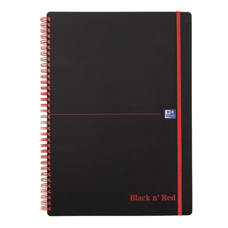 Black n Red A4 Wirebound Elasticated Notebook 90gsm 140 Pages Pack of