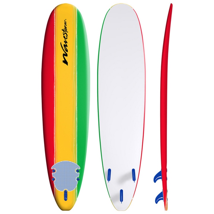 Wavestorm 8ft Classic Surfboard in Yellow, Red and Green Stripe Costco UK