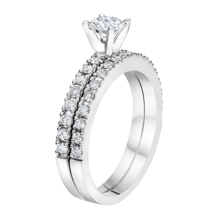 1.40ctw Round Brilliant Cut Diamond Wedding Ring Set