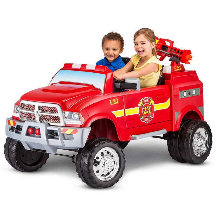 kidtrax 12v dodge ram 3500 fire engine with detachable water gun 3