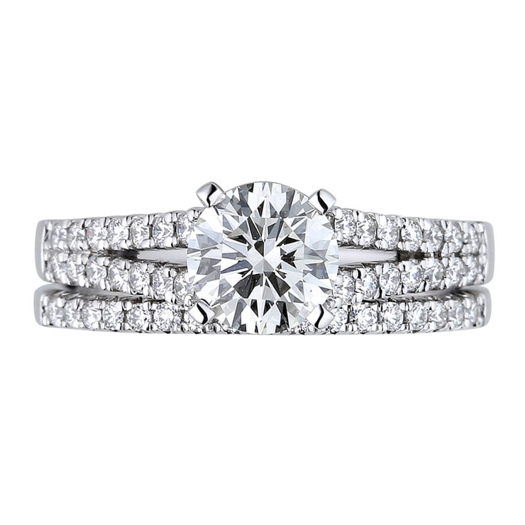 1.40ctw Round Brilliant Cut Diamond Wedding Band Set, Platinum Costco UK