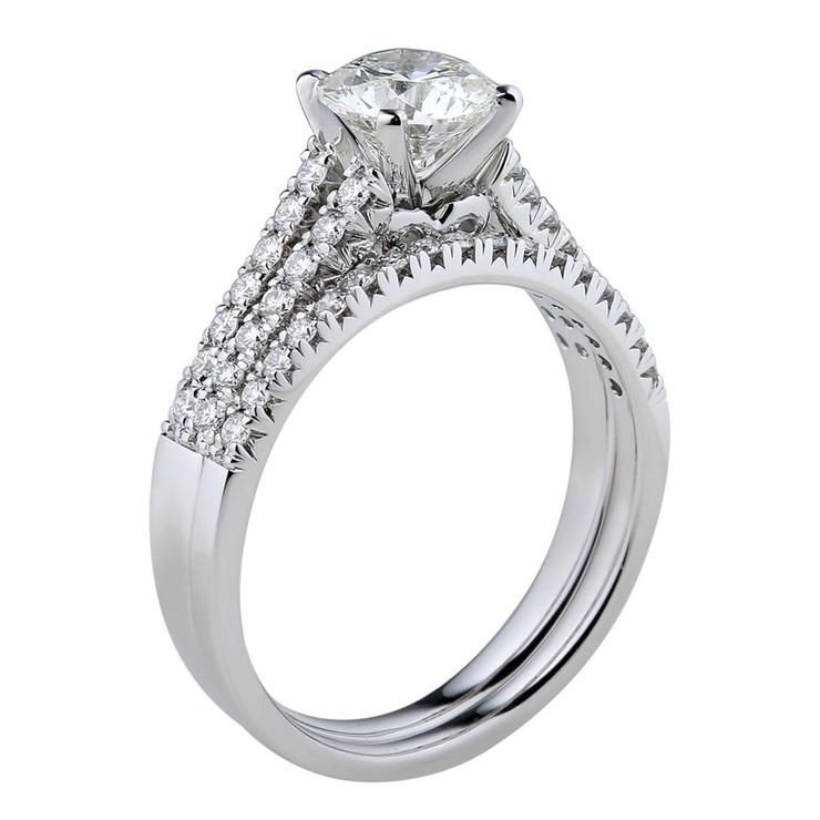 1.40ctw Round Brilliant Cut Diamond Wedding Band Set, Platinum Costco UK