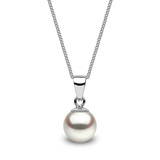 Cultured Freshwater White Pearl 7.5-8mm Pendant  and 6.5-7mm Stud Earrings, 18ct White Gold