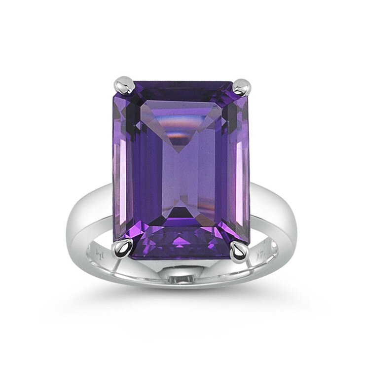 10.85ct Emerald Cut Amethyst 18ct White Gold Ring Costco UK