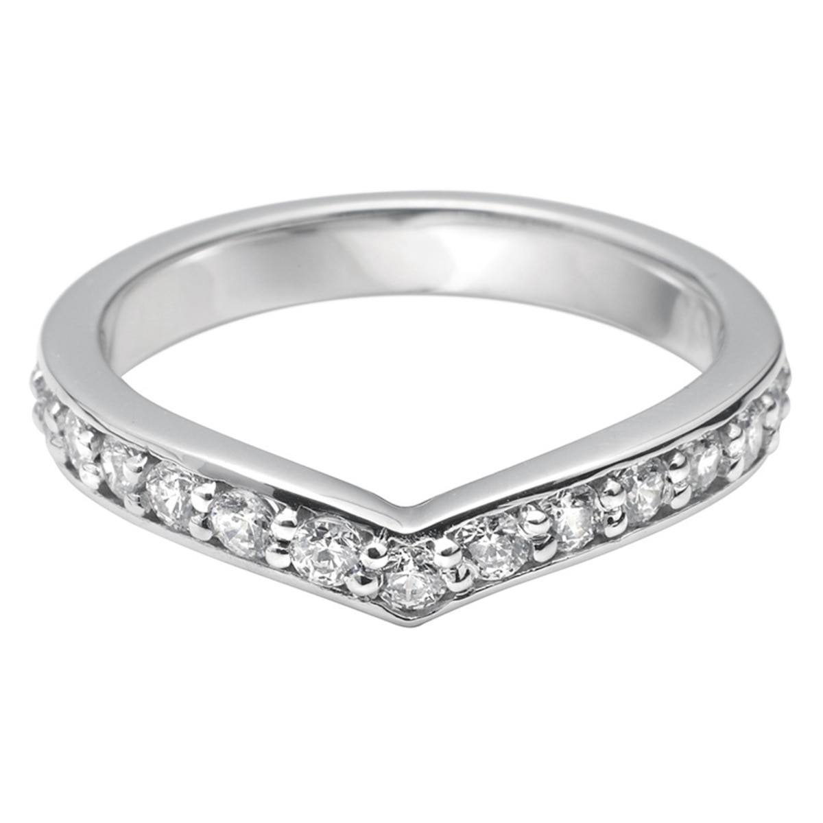 Ladies 0.45ctw Diamond V Shape Wedding Band, 18ct White Gold in 3 Sizes