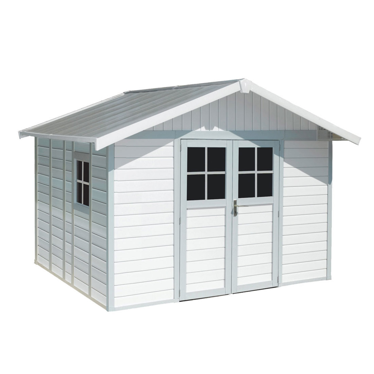 Grosfillex Deco 10ft 2" x 11ft 5" (3.1 x 3.5m) Shed in Blue/White  - Model Deco 11