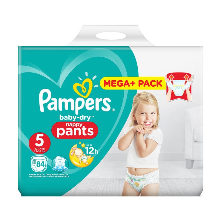Pampers Baby-Dry Nappy Pants Size 5, 84 Mega+ Pack | Costco UK
