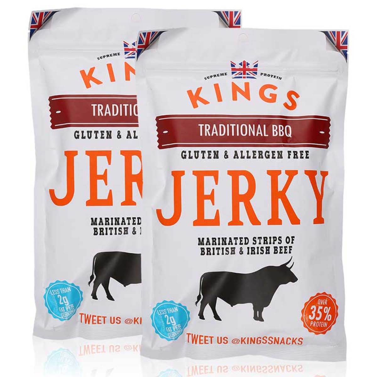 Kings Beef Jerky - Traditional BBQ Flavour, 2 x 350g Titan Packs