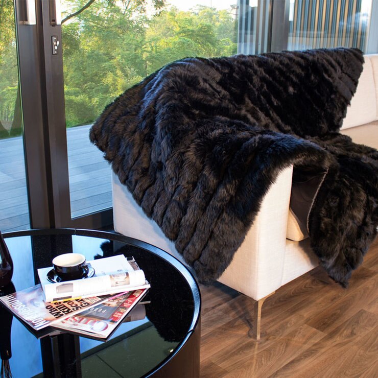 Bowron Sheepskin Minx Throw in Black Bowron Sheepskin Minx Throw in Black