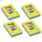 Post-it® Ruled Super Sticky Notes, (102 x 152mm) Assorted Jewel Pop Collection - 4 x 3 Pack