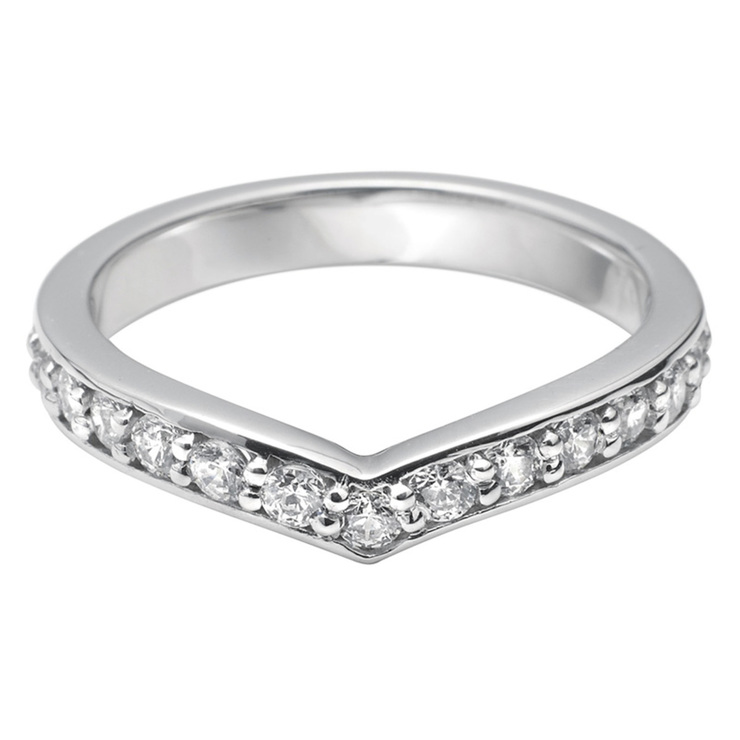 Ladies 0.45ctw Diamond V Shape Wedding Band in Platinum