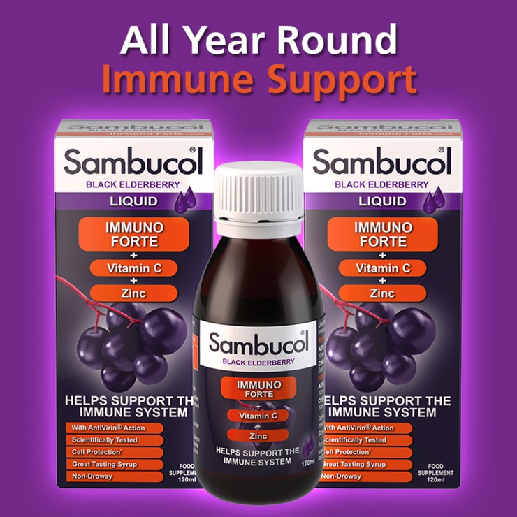 Sambucol Immuno Forte Black Elderberry Liquid, 2 x 120ml (3+ Years) Sambucol Immuno Forte Black Elderberry Liquid, 2 x 120ml (3+ Years)