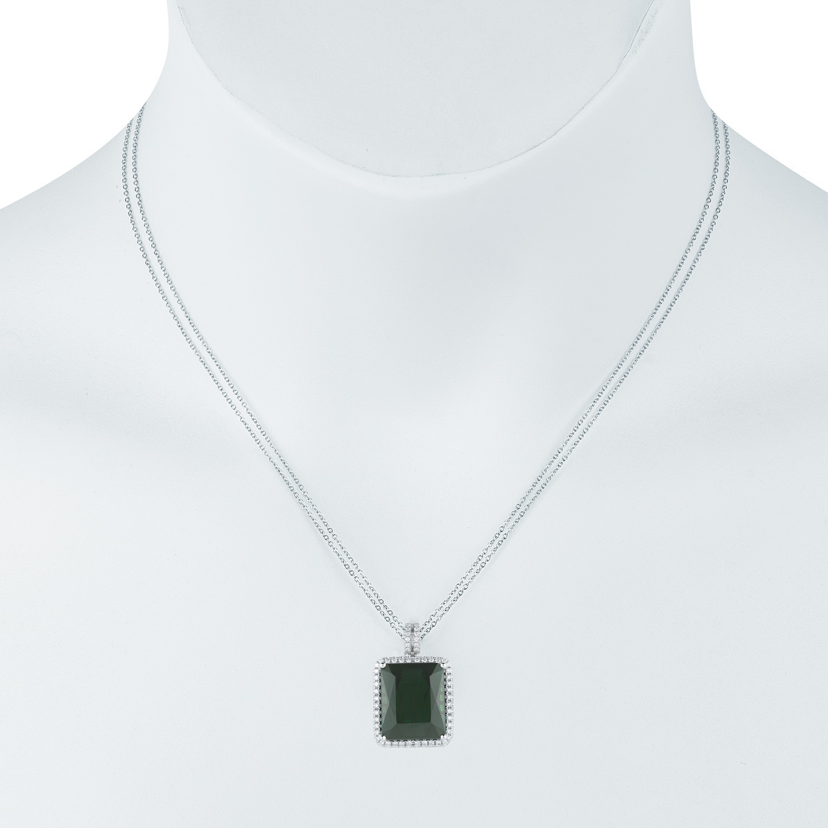 Green Tourmaline and 0.48ctw Diamond Necklace, 18ct White Gold