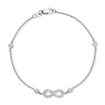 0.23ctw Round Brilliant Cut Diamond Infinity Bracelet, 18ct White Gold