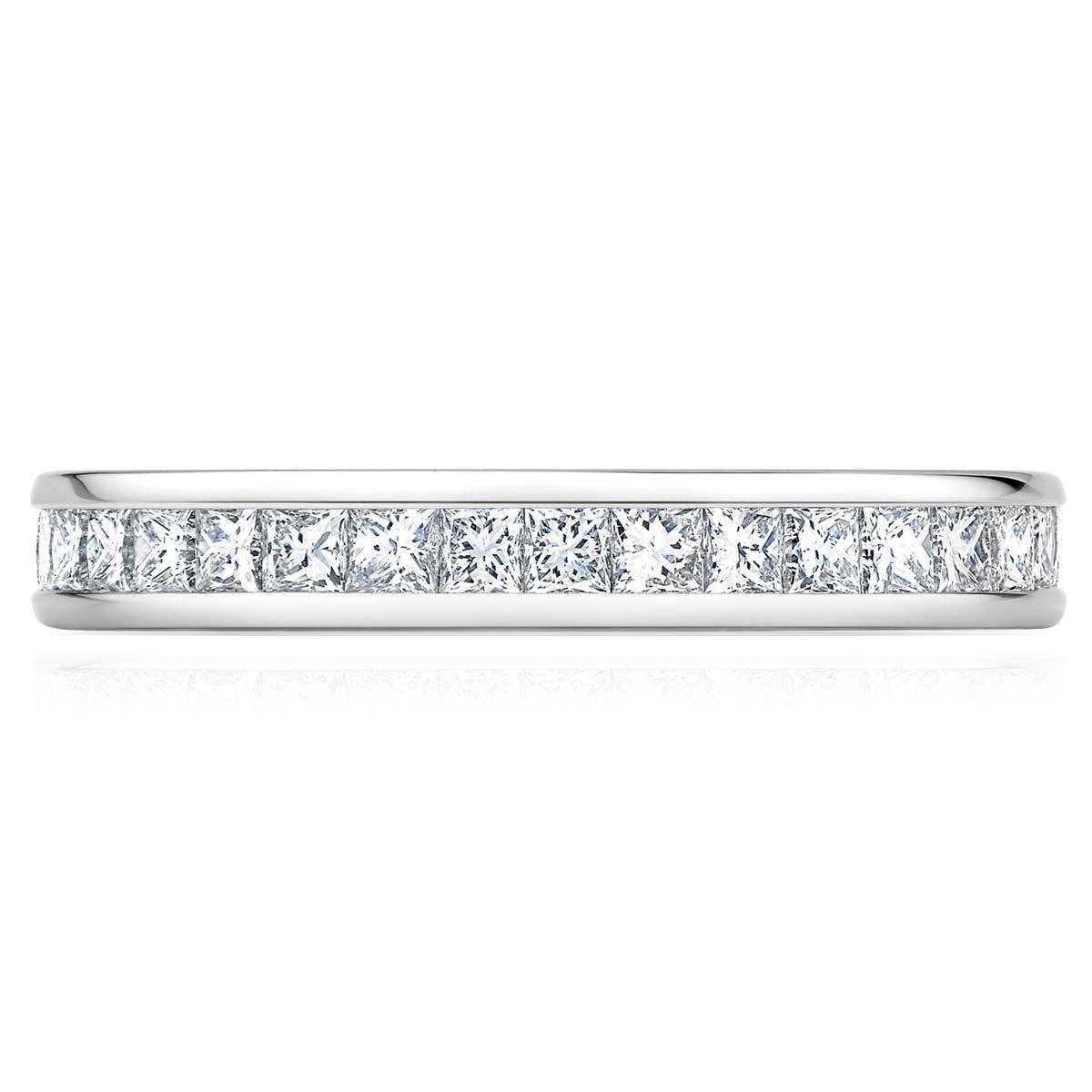 1.00ctw Princess Cut Channel Set Diamond Eternity Ring, 18ct White Gold