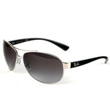 Ray-Ban Aviator Silver & Black Sunglasses with Grey Lenses, RB3386 003/8G