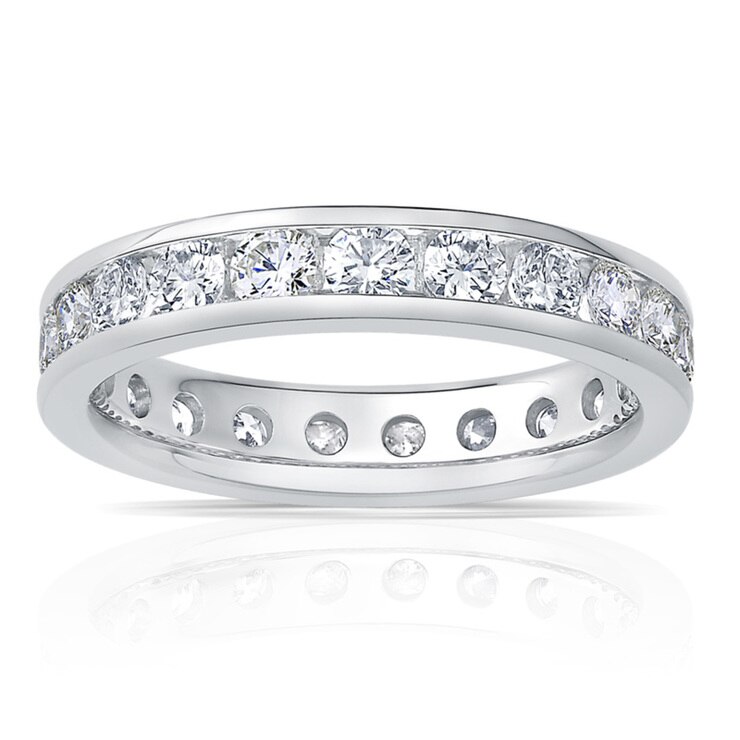 2.00ctw Round Brilliant Cut Channel Set Eternity Ring in Platinum, Size M Costco UK