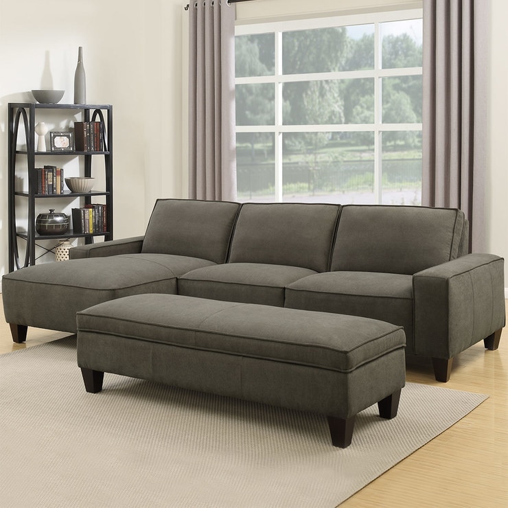 Orion 2 Piece Grey Fabric Sofa Chaise With Storage Ottoman Costco Uk Orion 2 Piece Grey Fabric Sofa Chaise With Storage Ottoman