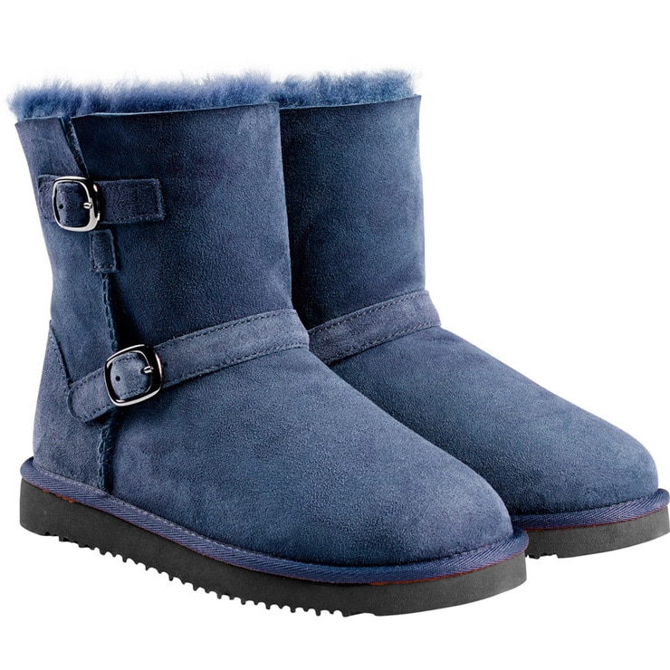 Kirkland Signature Kids Shearling Sheepskin Buckle Boot in Navy, Size
