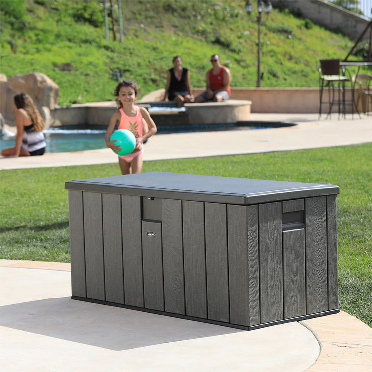 Lifetime 568 Litre Simulated Wood Look Outdoor Storage Deck Box Costco UK
