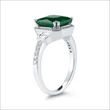 Square Cut Lab Emerald and 0.34ctw Round Brilliant Cut Diamond Ring, 18ct White Gold