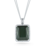 Green Tourmaline and 0.48ctw Diamond Necklace, 18ct White Gold