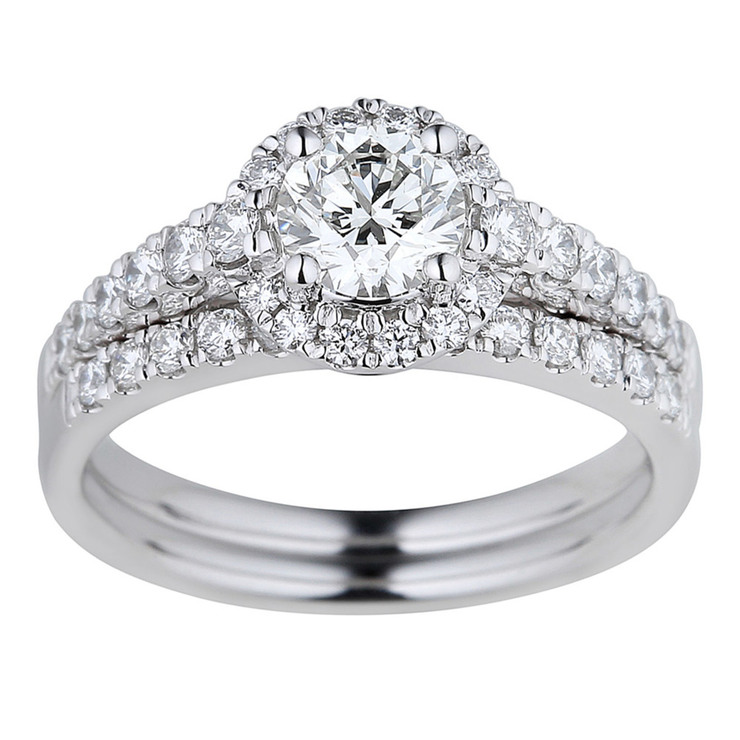 1.26ctw Round Brilliant Cut Diamond Wedding Ring Set, Platinum Costco UK